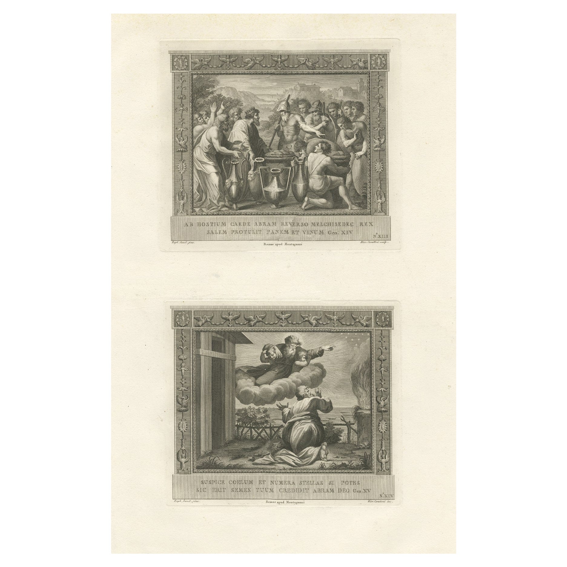 Original Antique Religion Print Depicting God's Covenant with Abraham, C.1850 For Sale