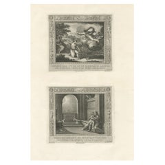 Antiker Religionsdruck mit der Darstellung des Lords bei Isaac, um 1850
