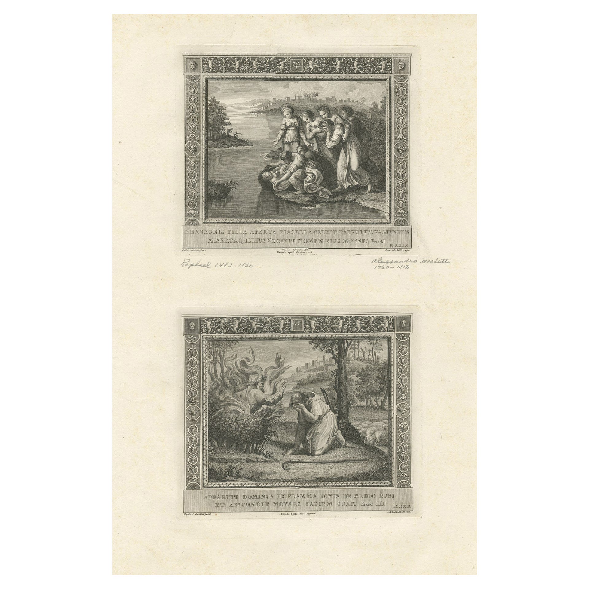 Antique Religion Print Depicting the Nativity of Christ & Pharaoh's Dream, 1850 For Sale