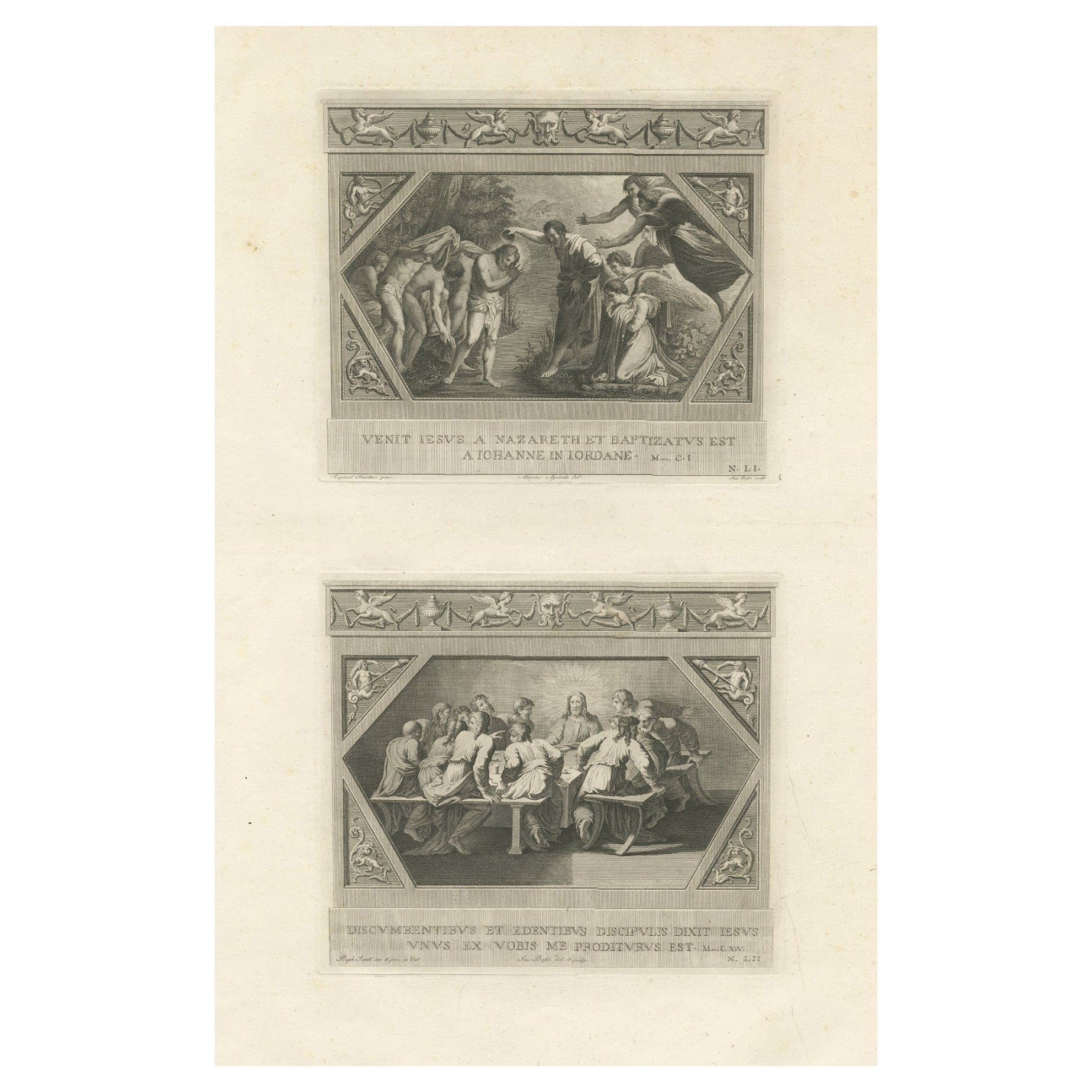 Antique Religion Print of God Appearing to Isaac and Isaac and Rebecca, c.1850 For Sale