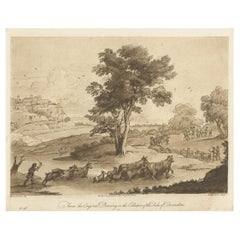 Rare Original Antique Print of a Landscape with Cattle, 1819
