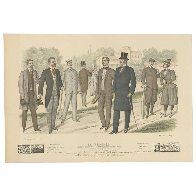Impression originale de mode ancienne, publiée en juin 1898
