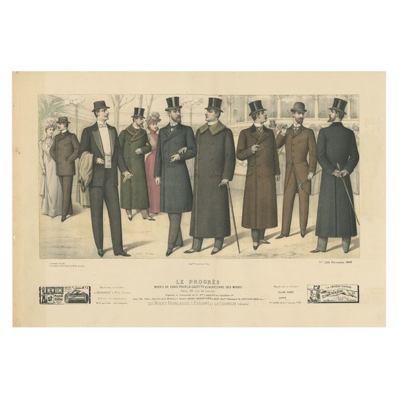 Antique Fashion Print Published in December, 1898 For Sale