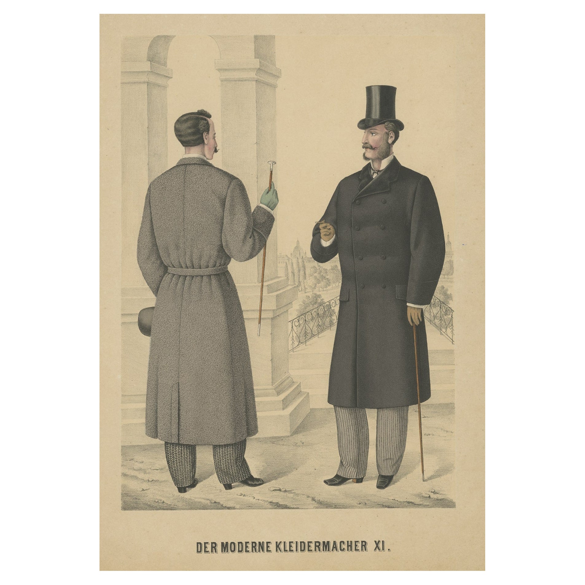 Antique Print of Men's Fashion, c.1900