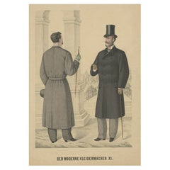 Antique Print of Men's Fashion, c.1900