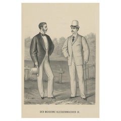 Antique German Print of Men's Fashion, c.1900