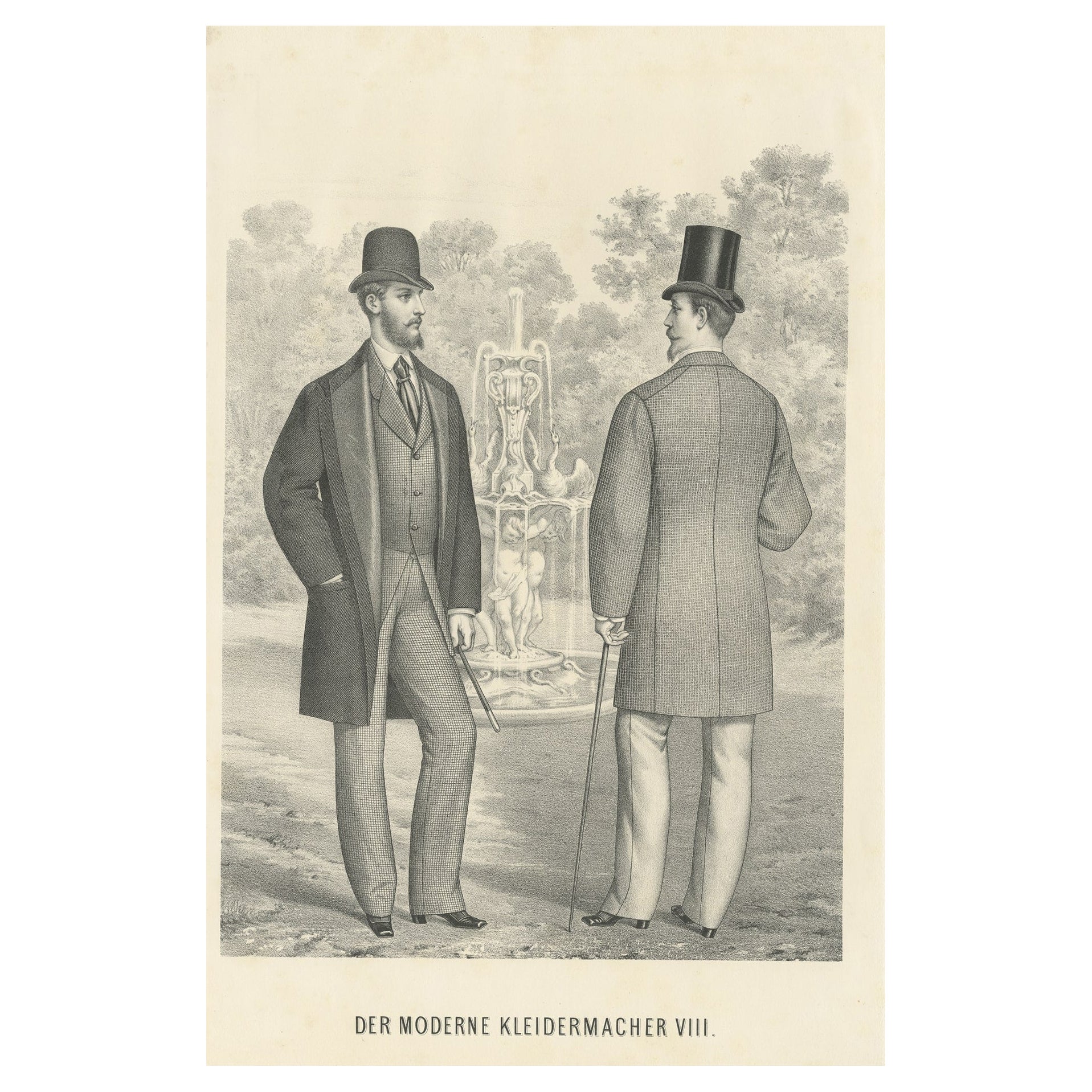 Antique Decorative Print of Men's Fashion, c.1890 For Sale