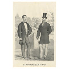 Decorative Antique Print of Men's Fashion, C.1900