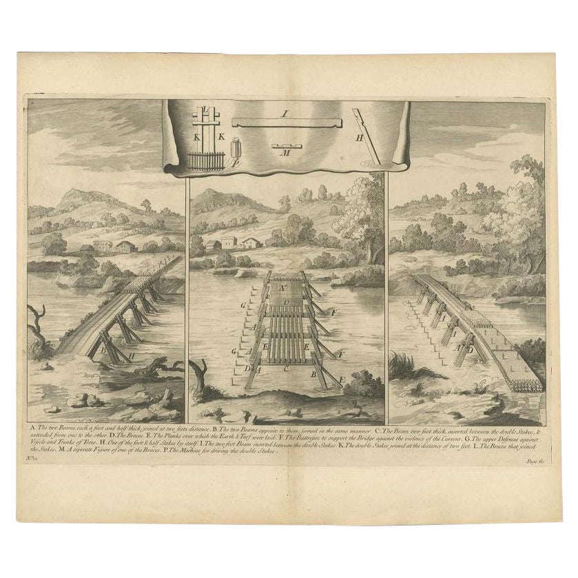 Antique Roman Battle Print of the Camp Defence by Duncan, c.1753 For Sale