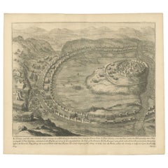 Antique Roman Battle Print of Comius's Camp by Duncan, c.1753