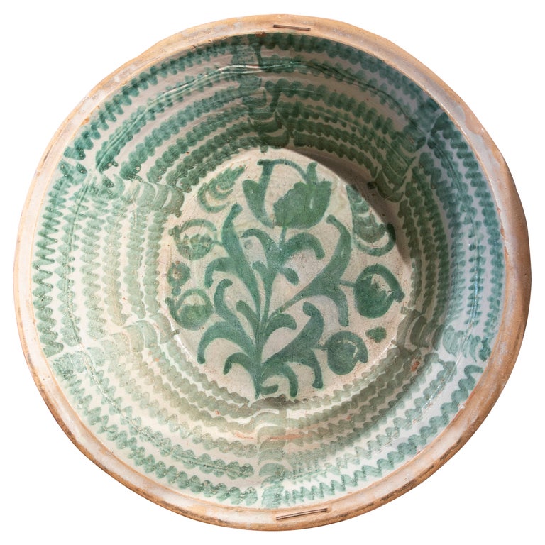 19th Century Spanish Large Granada Fajalauza "Lebrillo" Ceramic Bowl ...