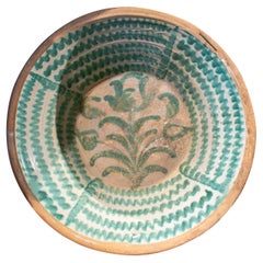 19th Century Spanish Large Granada Fajalauza "Lebrillo" Ceramic Bowl