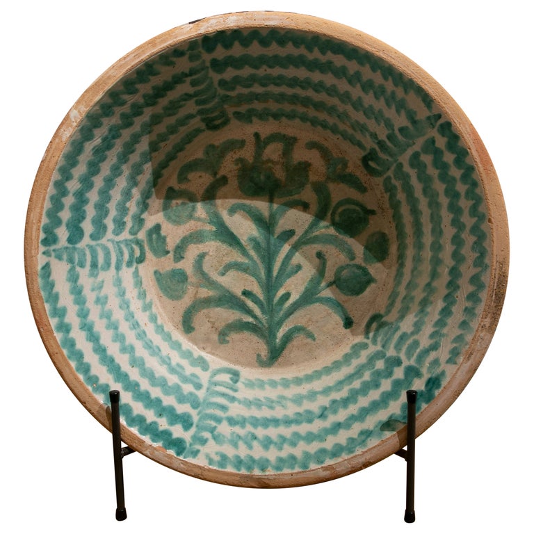 19th Century Spanish Large Granada Fajalauza "Lebrillo" Ceramic Bowl at ...
