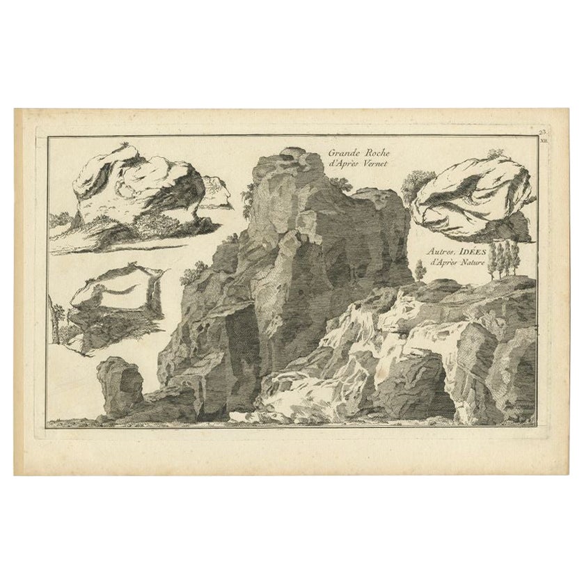 Antique Print of Rock Formations Near Vernet in France, C.1785 For Sale