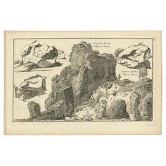 Impression ancienne de formations rocheuses près du Vernet en France, vers 1785
