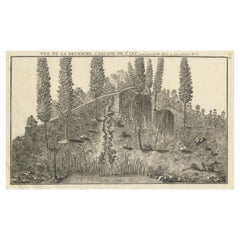 Antiker antiker Druck des Wasserfalles von Saint-Leu in Frankreich, 1776