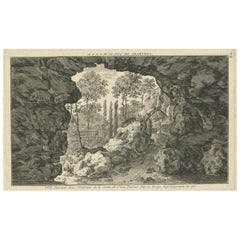 Antiker antiker Druck einer Höhle in Saint-leu-taverny in Frankreich um 1785