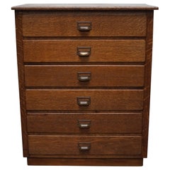 Used Dutch Oak Apothecary Cabinet or Bank of Drawers, 1930s 