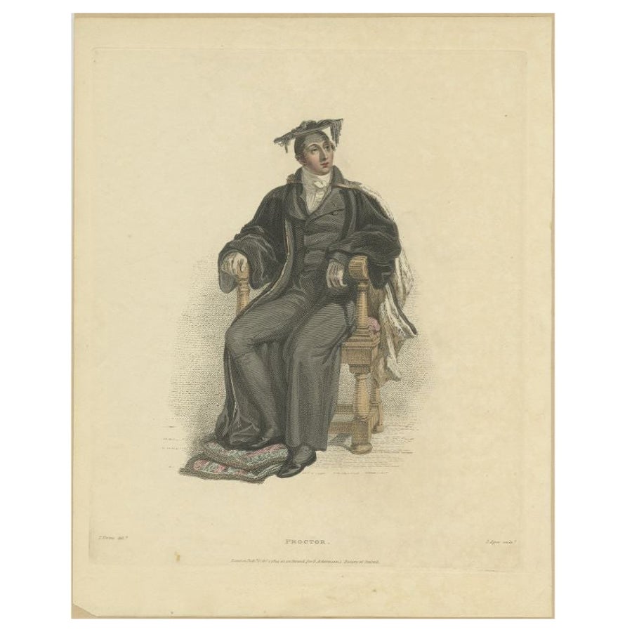 Antique Original Print of a Proctor of Oxford or Cambridge, 1814 For Sale