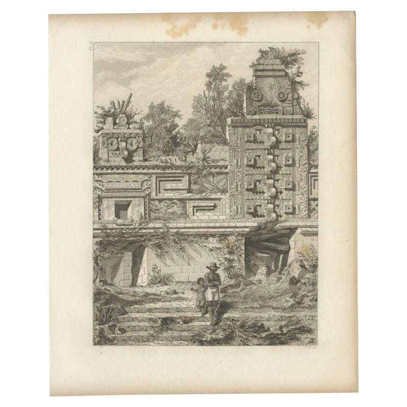 Antiker Druck einer Ruine in Peru, Südamerika, 1857