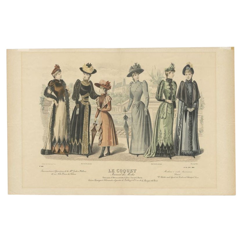 No. 1665 Antique Fashion Print, 1890 For Sale