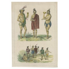 Antique Print of Natives of the Caribbean by Madou, 1839