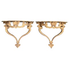 Italian Gilt Wood Rococo Consoles, a Pair