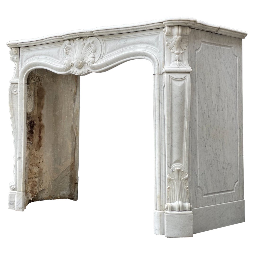 Carrara fireplace in Louis XV style circa 1880 fireplace dimensions 82x 100cm dimensions opening in the shelf or upper fireplace body 29.5x 93cm.