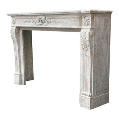Louis XVI Style Fireplace in Marble, XXth Century
