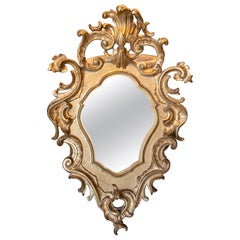 19th Century French Wall Gilded Mirror  with Rocaille Decoration