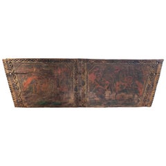 18th Century Wooden Venetian Carriage Side Hand-Painted with War Scenes 