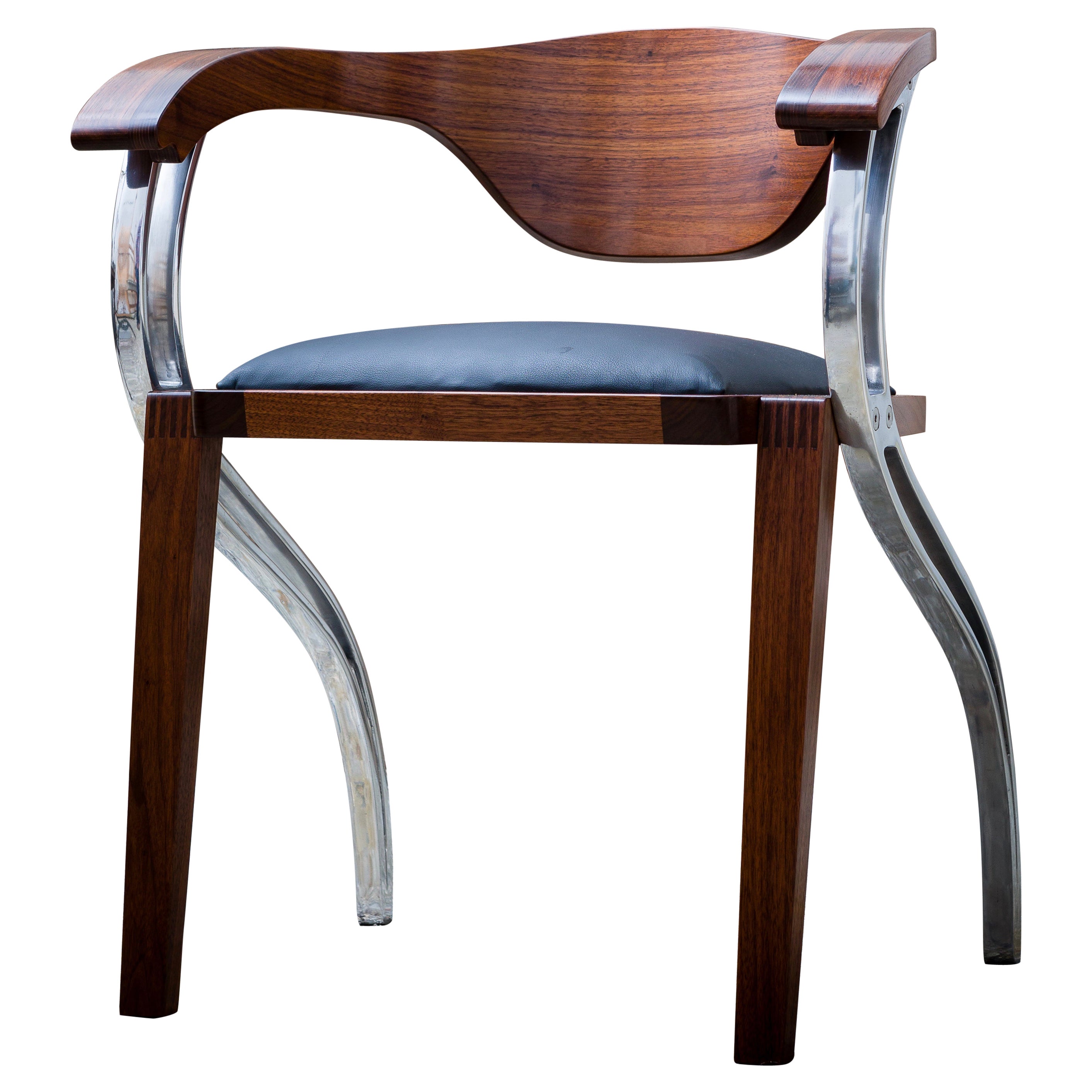 Contemporary Upholstered, Walnut Dining Chair 