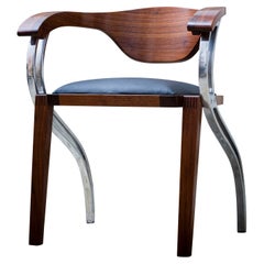 Contemporary Upholstered, Walnut Dining Chair 