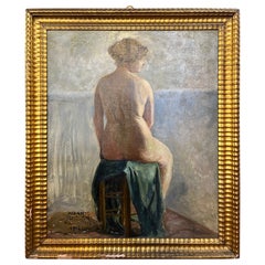 Antique 20th Century Liberty Painting Gold Frame by Francis Etienne 