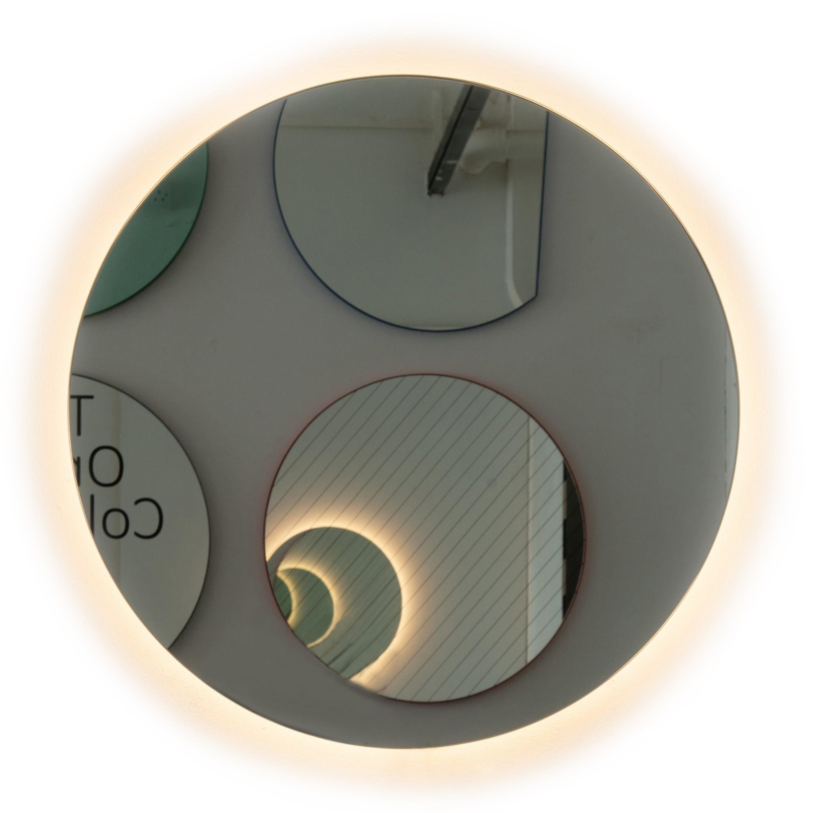 Orbis Back Illuminated Round Minimalist Frameless Mirror, Customisable, Regular