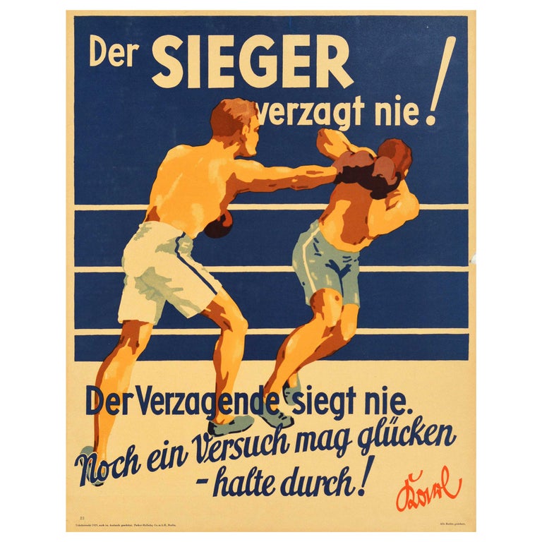 Original Vintage Motivation Poster Noch Ein Versuch Never Give Up Quote ...