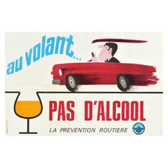 Original Retro Road Safety Poster Don't Drink And Drive Au Volant Pas D'Alcool