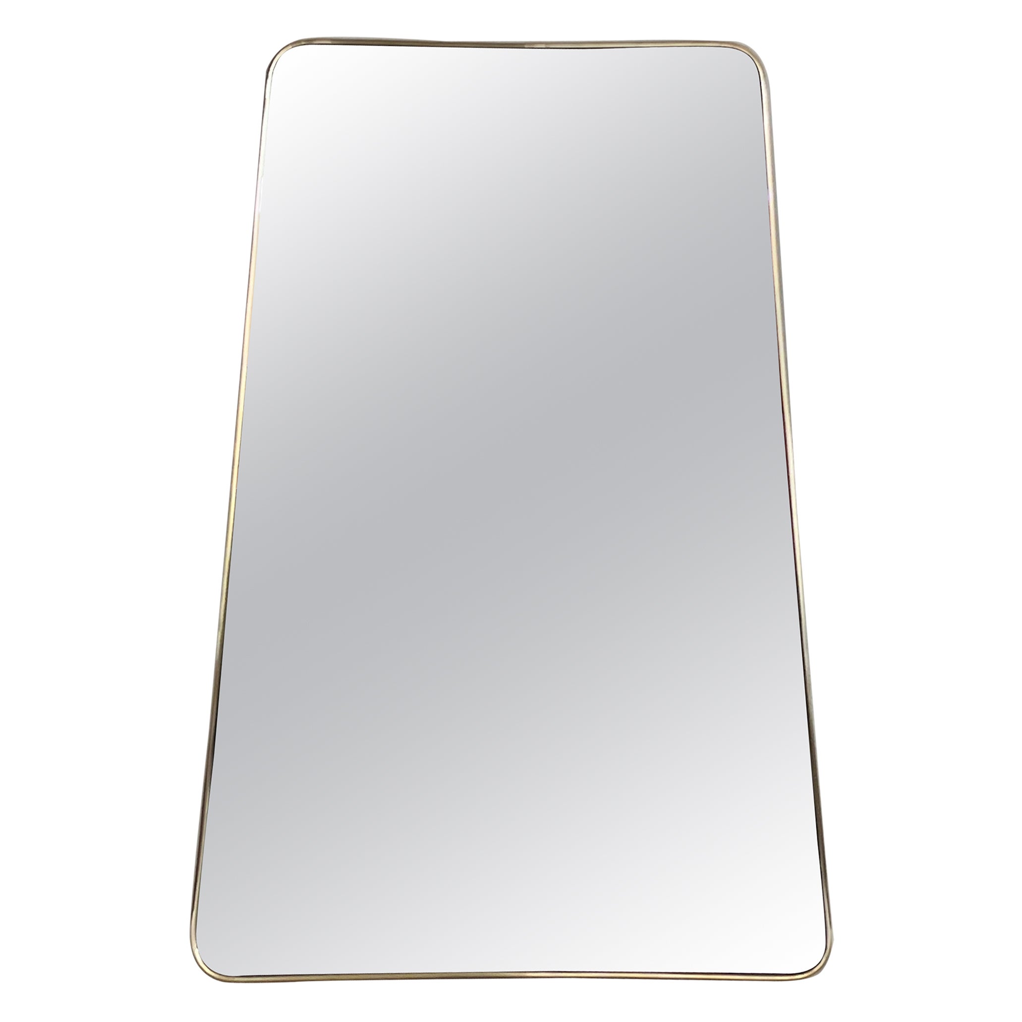 Italian Mid-Century Large Vintage Wall Mirror with Brass Frame, 1970