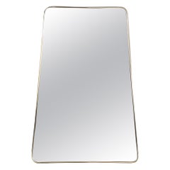 Italian Mid-Century Large Vintage Wall Mirror with Brass Frame, 1970