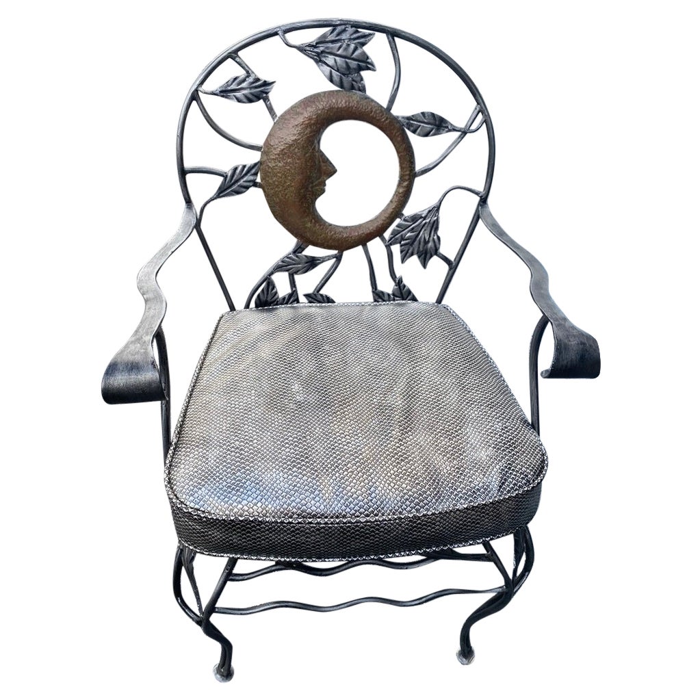 One Armchair with Half-Moon on Back W/ Upholstered Seat For Sale