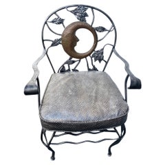 One Armchair with Half-Moon on Back W/ Upholstered Seat