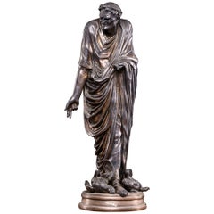 20th C Silver Plated Statue Representing Arguing Roman Senator, France