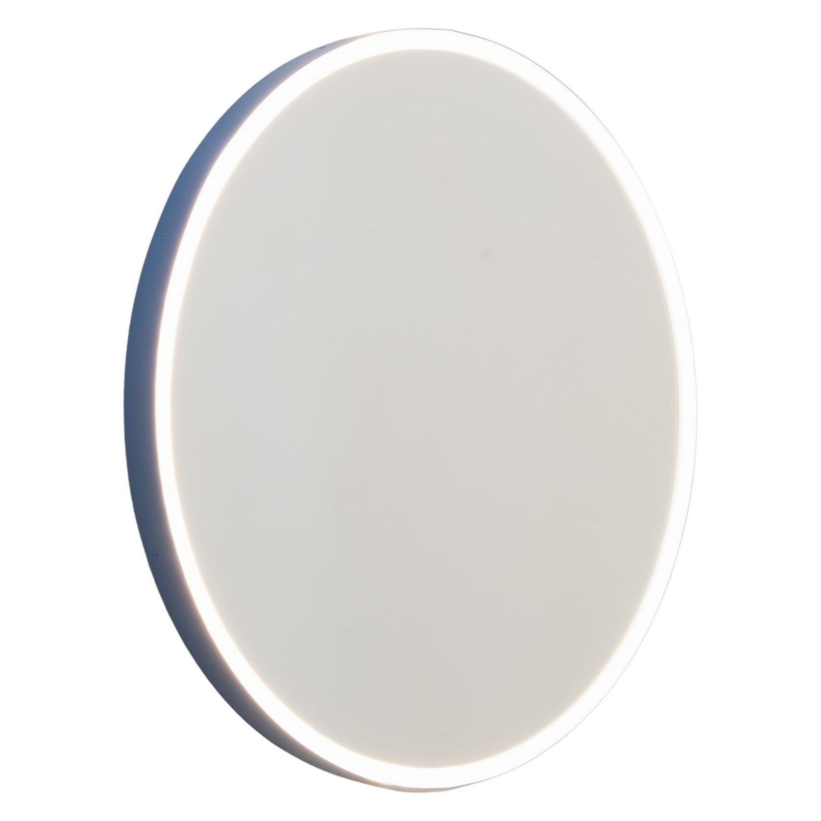Orbis Front Illuminated Round Bespoke Modern Mirror with Blue Frame, Regular For Sale