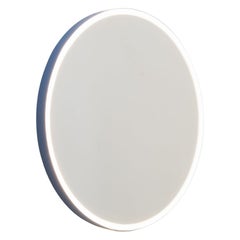 Orbis Front Illuminated Round Bespoke Modern Mirror with Blue Frame, Regular