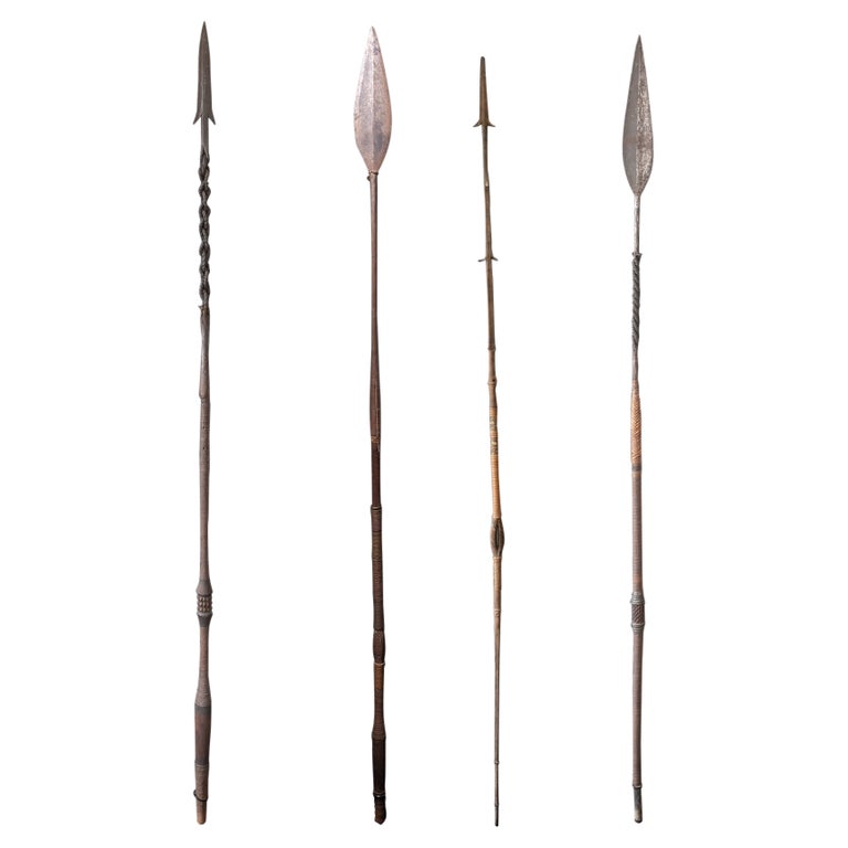 Set of Four Forged African Barbed Harpoon Spears from Kongo at 1stDibs