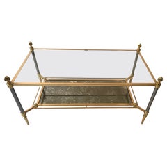 Maison Jansen Mixed Metal and Plate Glass Mid-Century Modern Coffee Table