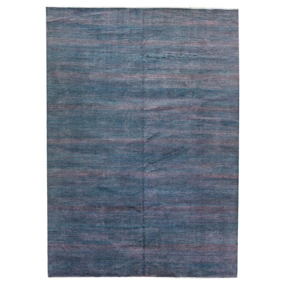 Green Modern Savannah Handmade Geometric Square Wool Rug at 1stDibs
