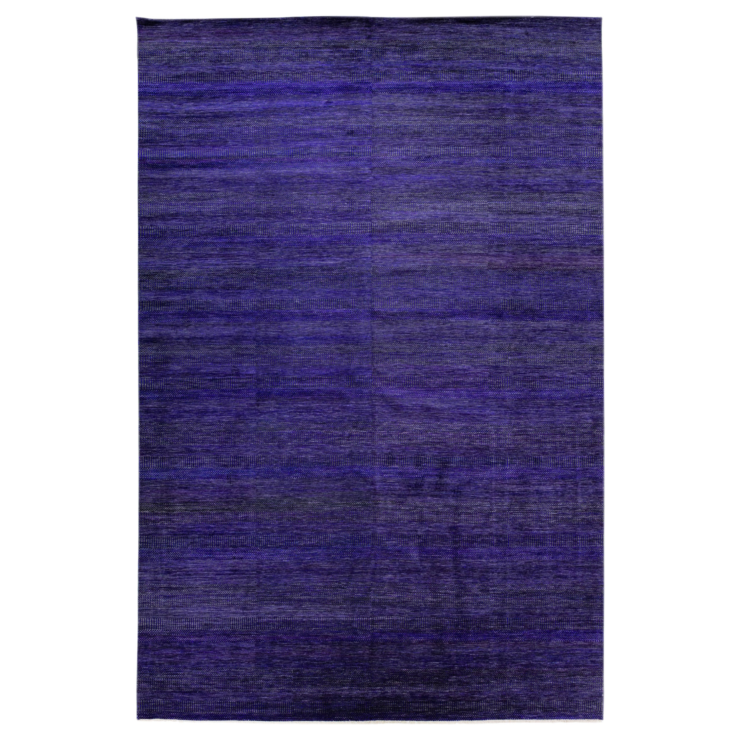 Modern Savannah Purple Handmade Oversize Wool Rug For Sale