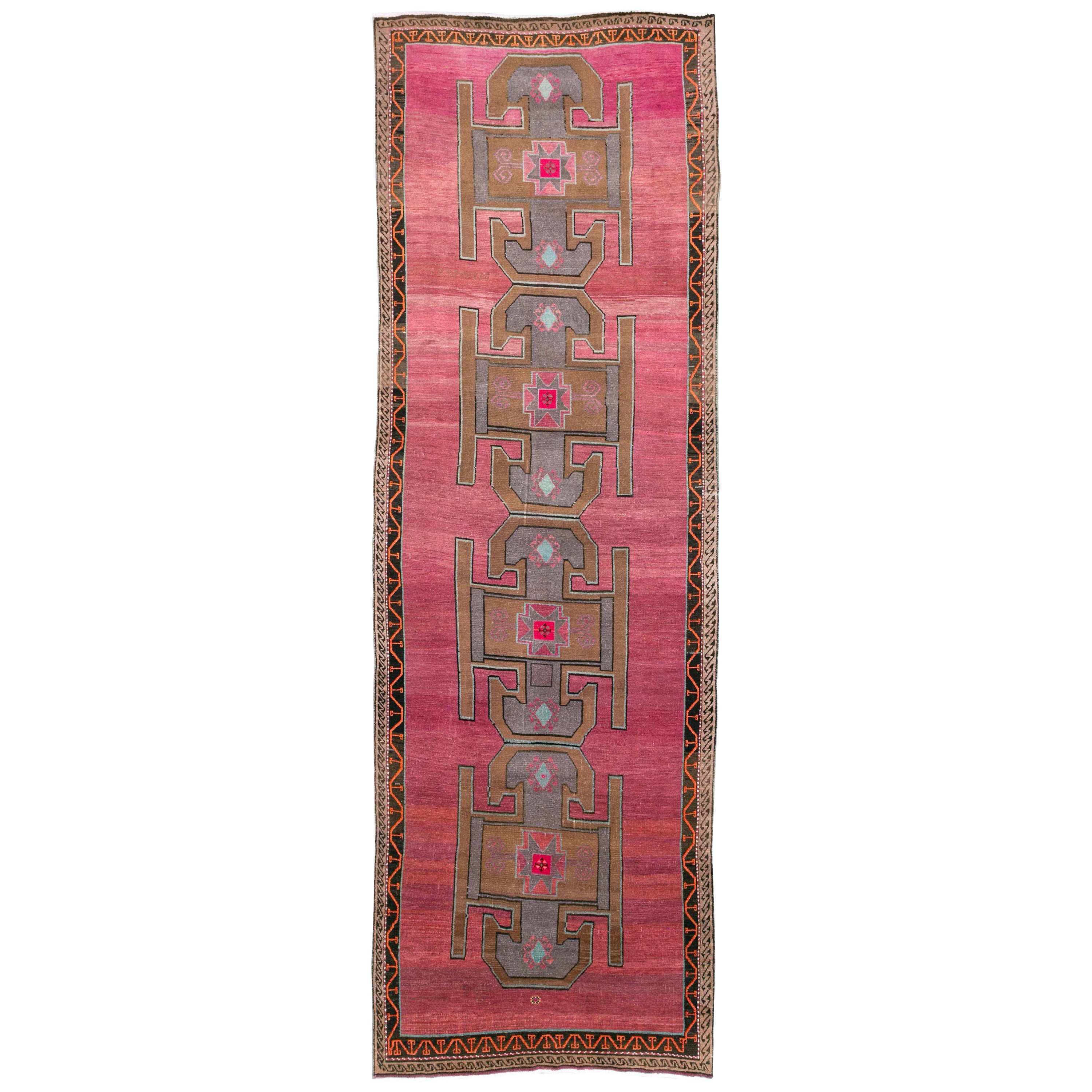 Mid-20th Century Handmade Turkish Anatolian Long & Narrow Gallery Carpet For Sale