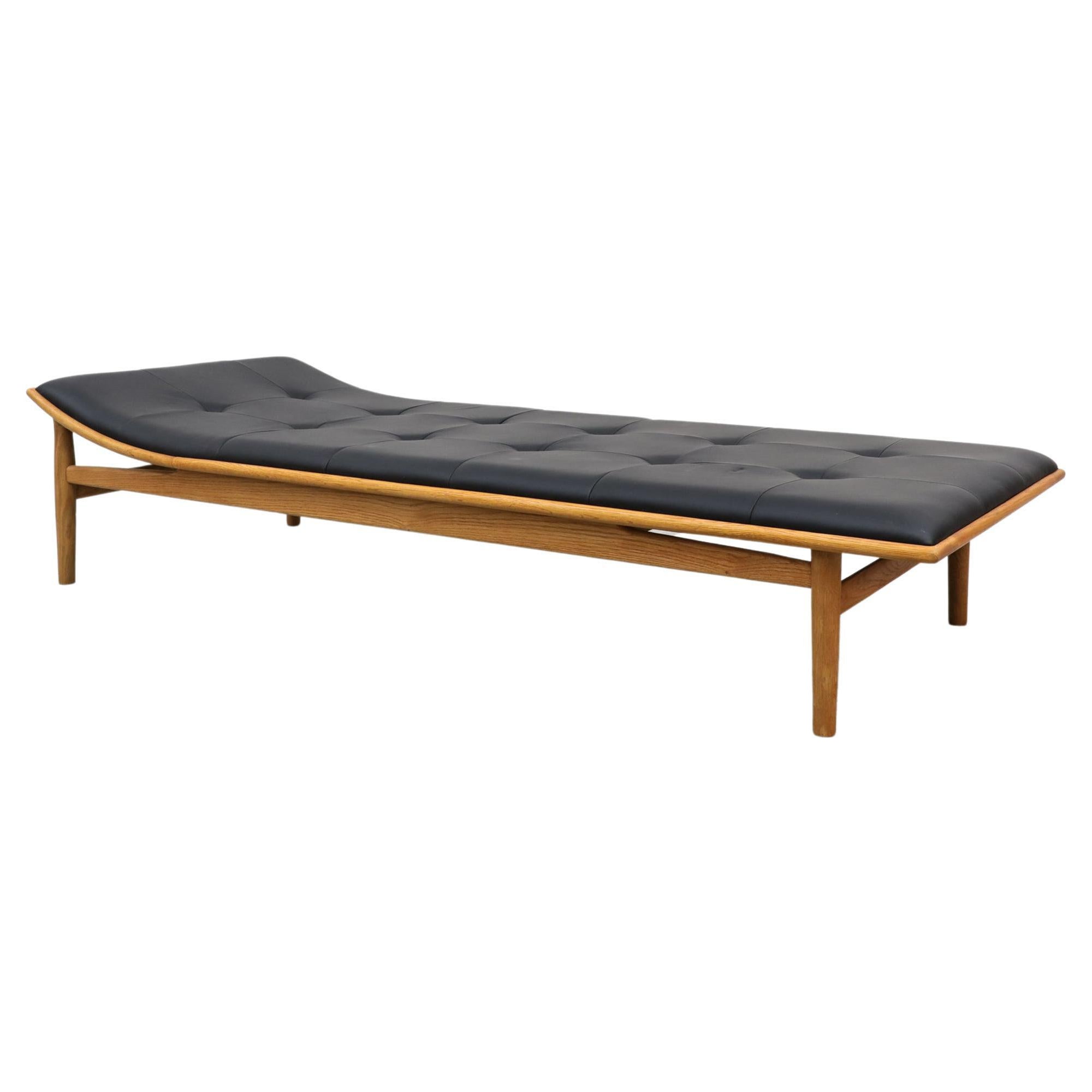 Kurt Østervig Model 311 Re-Issue Black Tufted Leather Daybed with Oak Frame